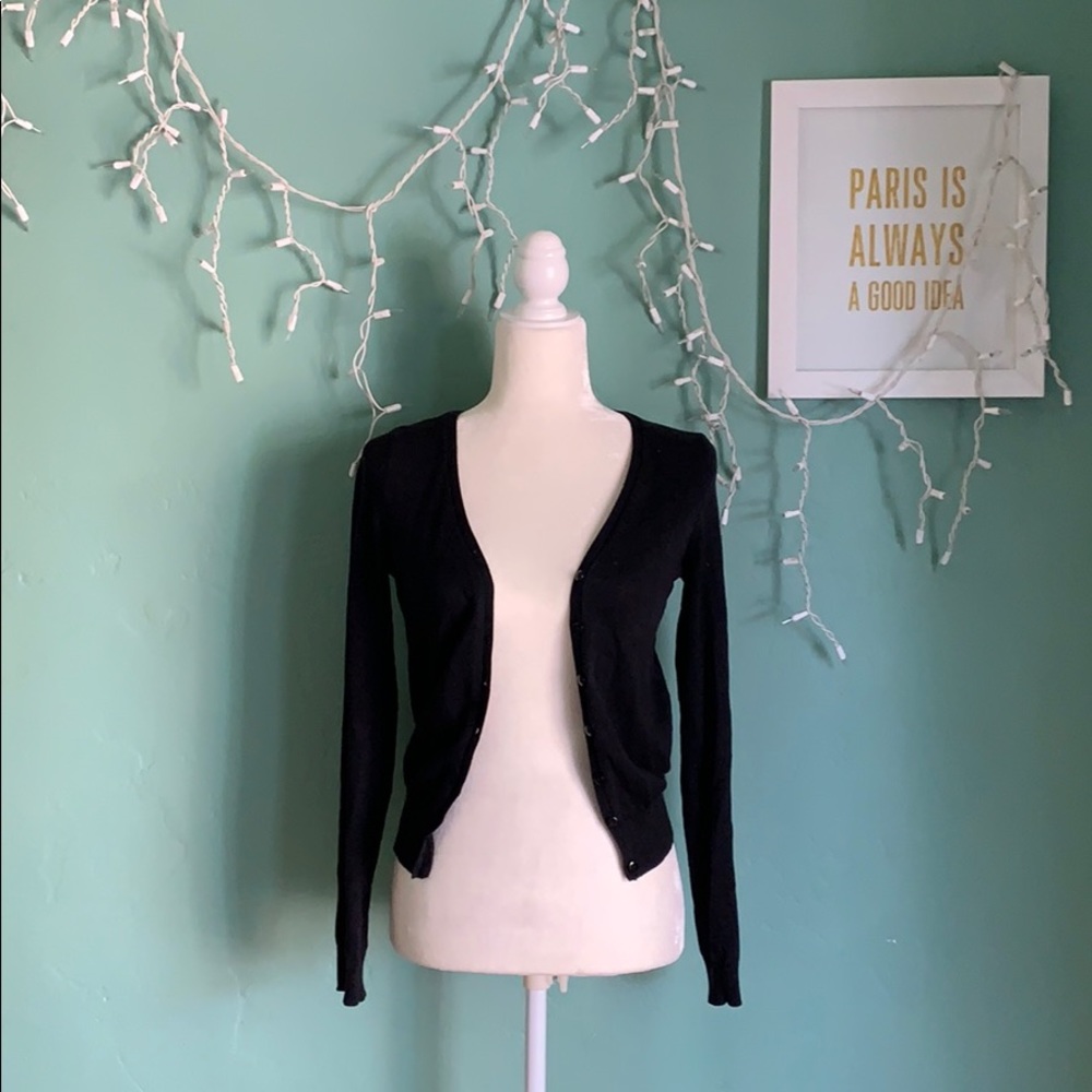 Classic Black Crop Cardigan
